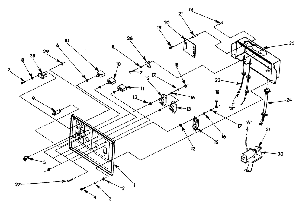 Generator Control Panel Diagram and Parts List for 9860-0-1N166  Briggs and Stratton Generator